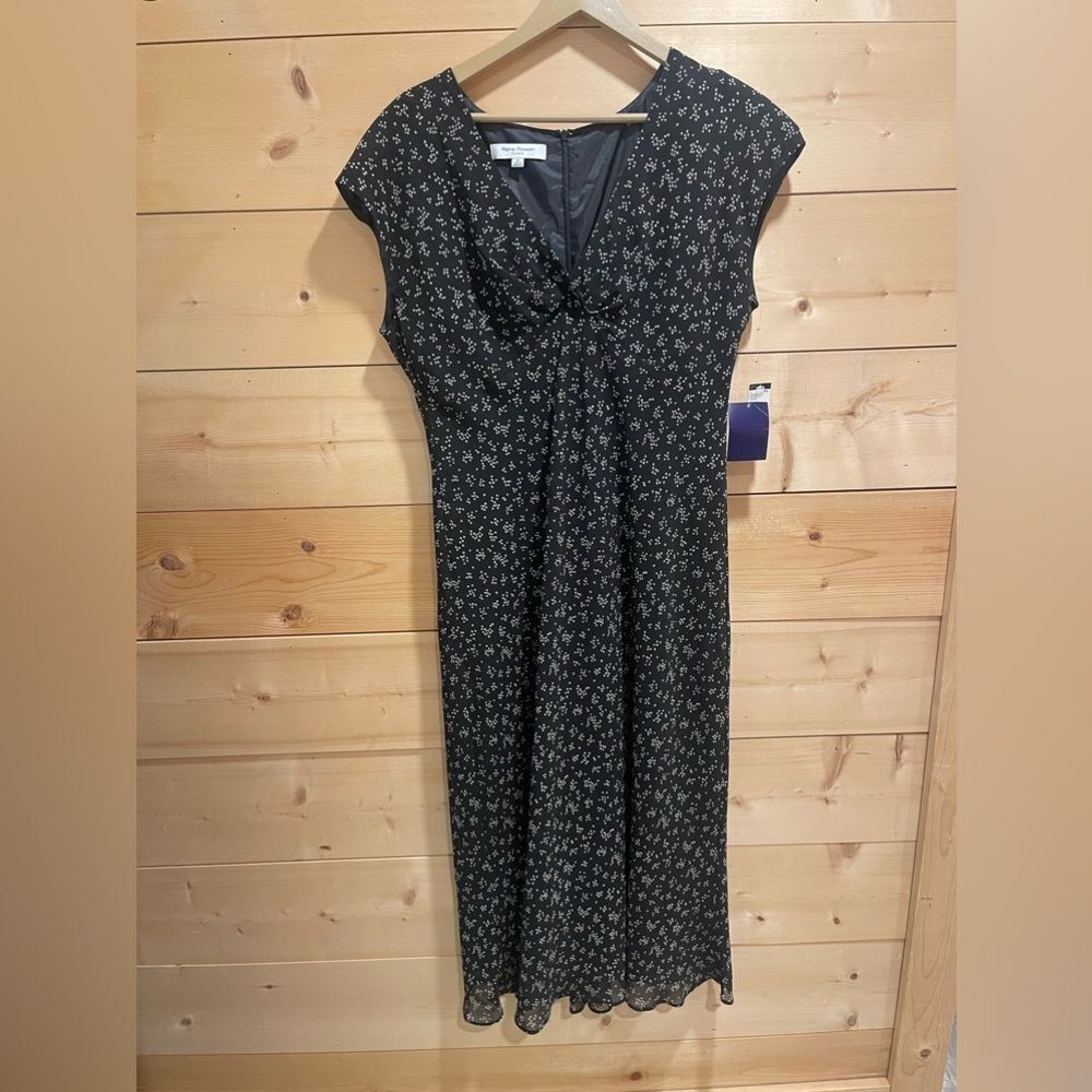 Rene Rowan Black Dress w/ White Floral Detail NWT